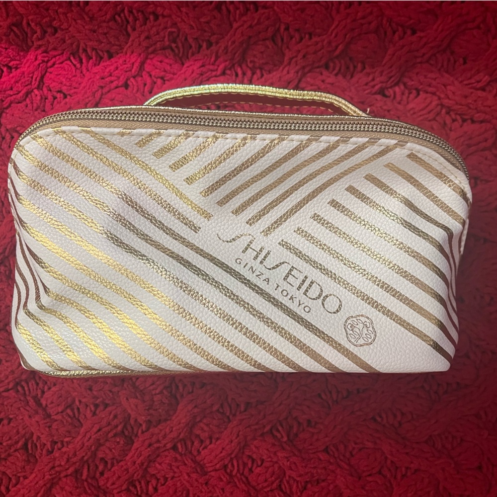 NEW Shiseido Gold Cosmetic Bag